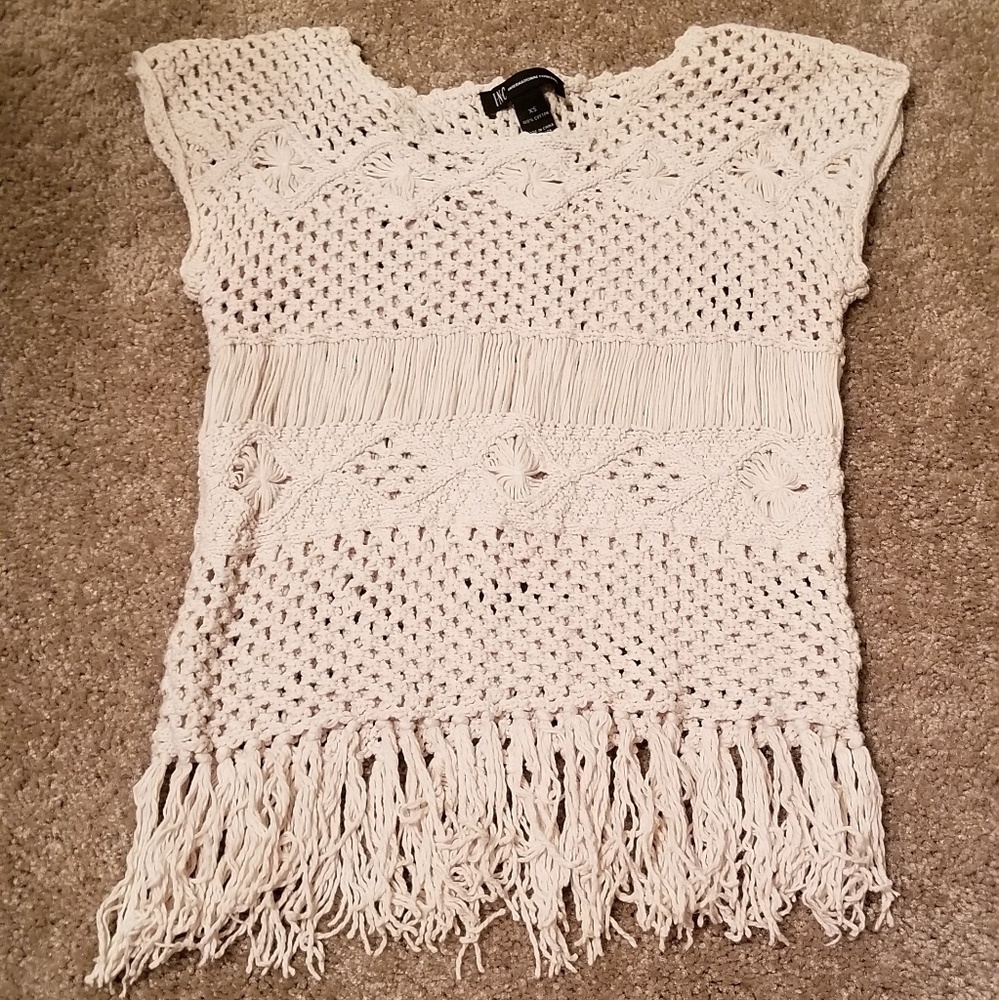 Macy's INC International Crochet Top XS Fringe